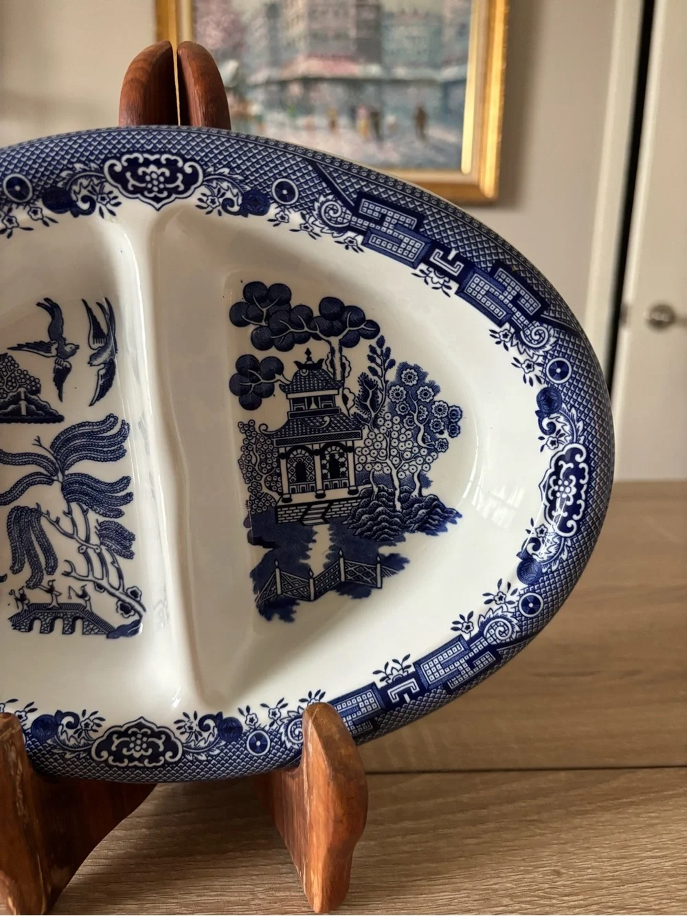 Churchill Blue Willow Divided Porcelain Serving Dish - Blue and White